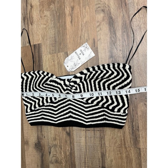 NWT Willow & Wind Knit Crop Top S Black White Zigzag Strapless Tube Sweater Sz - Picture 8 of 8
